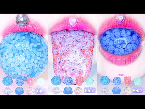 ASMR SEA FROG EGG JELLY SEED TONGUE PUDDING BALL GUMMY MUKBANG 치아씨드 젤리 개구리알 푸딩 혓바닥 공 먹방