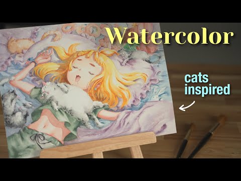 Anime watercolor for cat lovers! (part 1)