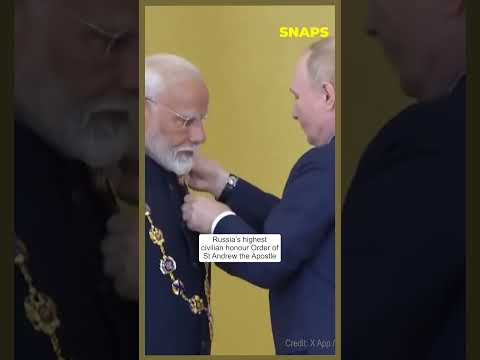 Vladimir Putin confers Prime Minister Narendra Modi with Russia’s highest state honour. #pmmodi