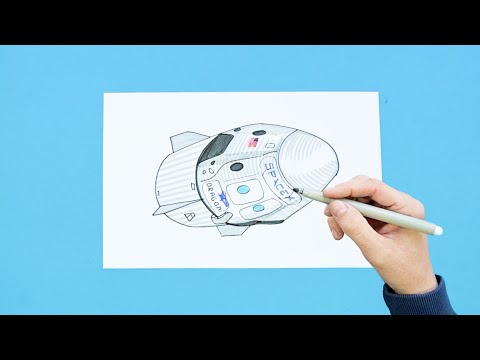 How to draw SpaceX Dragon Capsule / Spacecraft