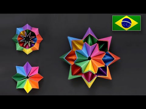 Estrela de Origami Modular que se Transforma - Tutorial PT-BR