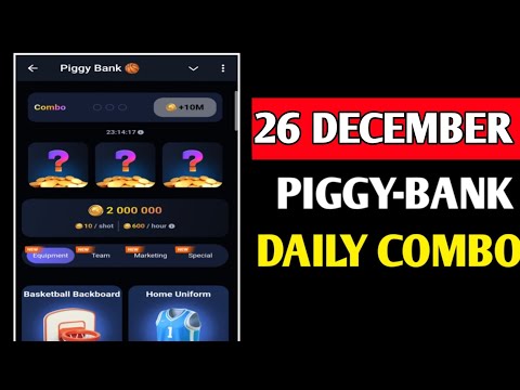 Piggy Bank Daily Combo 26 December | Piggy Bank Combo Today | Piggy Bank Airdrop