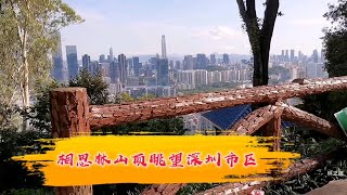 爬上相思林山顶，眺望深圳市区，高楼林立好繁华