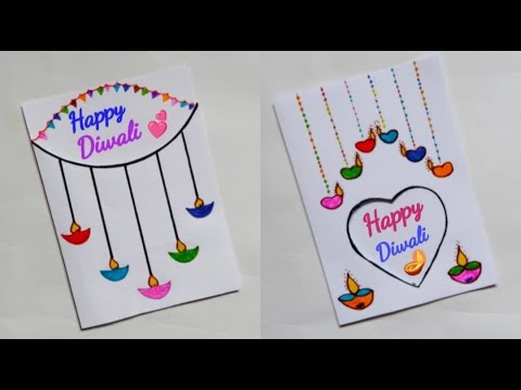 2 🪔 easy & beautiful diwali card/white paper card design/how to make diwali card idea at home