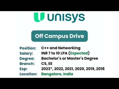 Unisys is hiring for the position of C#/C++ & Networking #offcampusdrive #job #2023 #viral #freshers