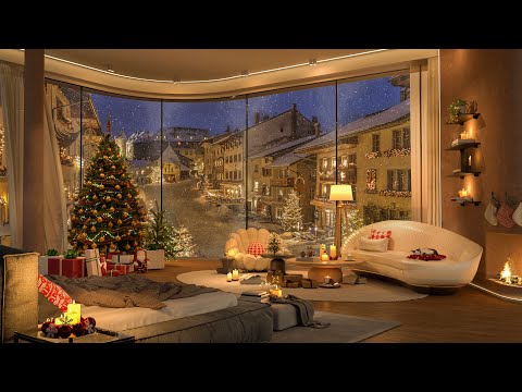 Festive Jazz Hideaway – 4K Cozy Bedroom with Holiday Lights, Fireplace Warmth, Gentle Melodies 🎄🔥