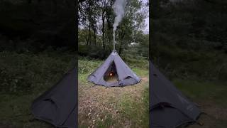 Stove in a tent 🏕️ #hottent #tentstove #camping #wildcamping #offgrid #bushcraft #nortent