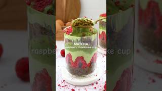 Matcha Raspberry Cheesecake Cup 💚 #matcharecipe #desserts