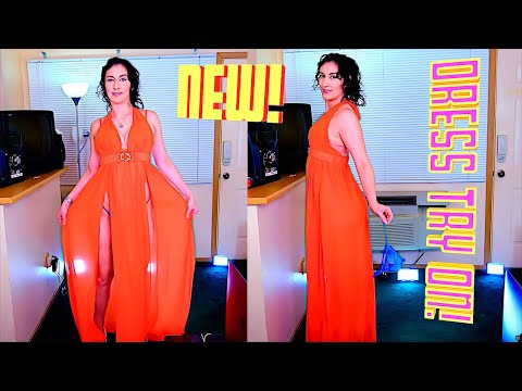 Sexy Dresses Try On Haul - No Panties, Transparent Lingerie Orange Saffron Dress