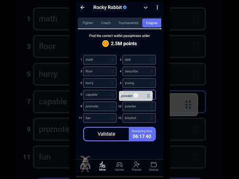 Rocky Rabbit 🐰 ENIGMA 18 September 2024 #bitcoin #tap2earn #earnmoney #crypto #makemoney #coins