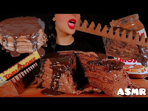 🍫asmr Nutella chocolate crepe cake 👅🥞whit TOBLERONE🍫 chocolate|먹방 초콜릿 크레페 케이크| Notalking🐾먹방