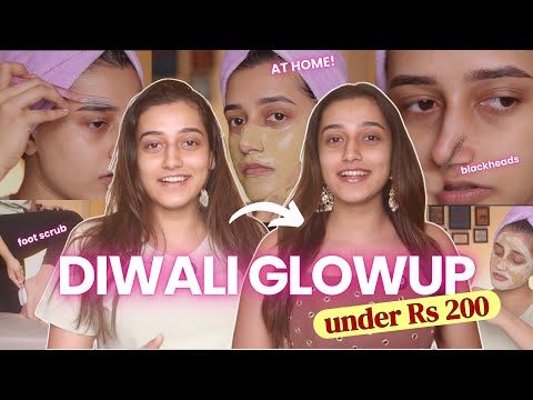 Under ₹200 EXTREME Diwali Glow Up Routine at *HOME* ❤️🪔✨| Aashi Adani