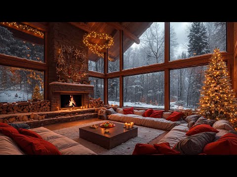 Relaxing Christmas Jazz Instrumental Music for Unwind 🎄 Cozy Christmas Ambience & Fireplace Sounds 🔥