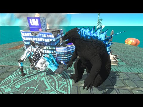 Angry Mecha Titan save Beast Titan from Godzilla Night Fury - Animal Revolt Battle Simulator