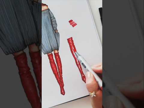 How to colour and shade red boots #drawing