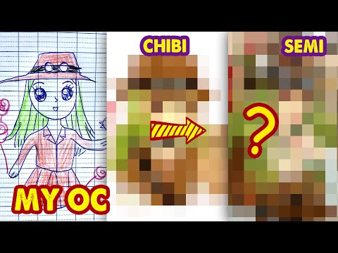 Drawing My OC in 2 Styles | Chibi Vs Semi | Huta Chan Studio