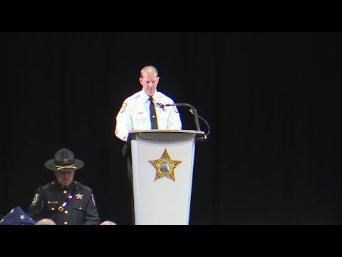 Sheriff Bill Prummell speaks at Sgt. Diaz's Memorial Service