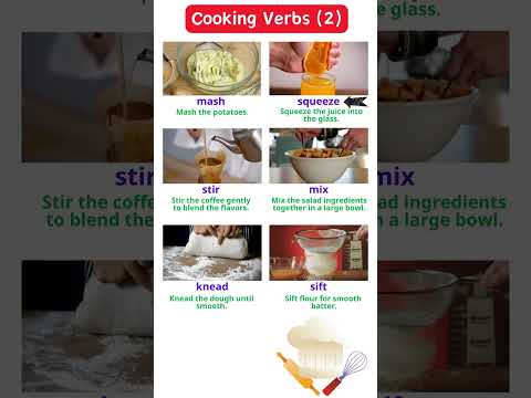 Cooking Verbs (2): mash, squeeze, stir, mix, knead, sift #speakingenglish #english #learnenglish