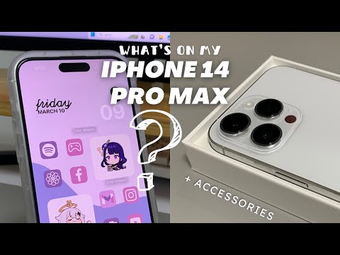 what's on my iphone 14 pro max silver plus accessories unboxing & aesthetic and minimal iOS 16 setup