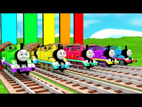 【踏切アニメ】あぶない電車 THOMAS FRIENDS RAINBOW COLORS Railroad Crossing Animation #train