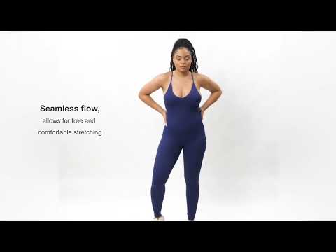 2 Piece Set Seamless High Stretchy Tummy Control Jumpsuit With Removable Cup Pads