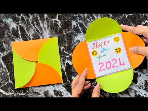 Happy new year card 2024 / Easy and beautiful card for new year 2024 / New year greeting card #2024