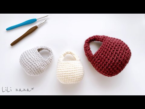 【余り糸で編める】コロンとミニバッグの編み方【かぎ針編み】Crochet Mini Bag