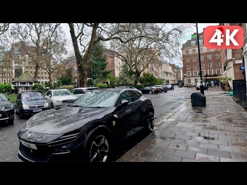 RAINY Luxury LONDON Walking Tour ☔️ Christmas in Soho [4K]