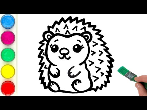 Hedgehog Drawing, Painting, Coloring for Kids and Toddlers | Learn How to Draw  Animals