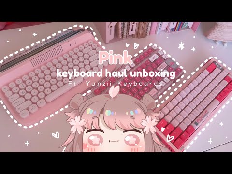 keyboard haul unboxing 🌸 ft yunzii mechanical keyboards ✨ cozy pink aesthetic | iPad | typing asmr