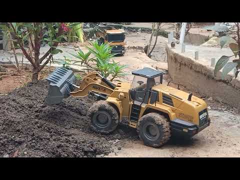 alat berat excavator, loader, dump truk dan bulldozer pembuatan tanggul #rc #kontruksi #viral #toys