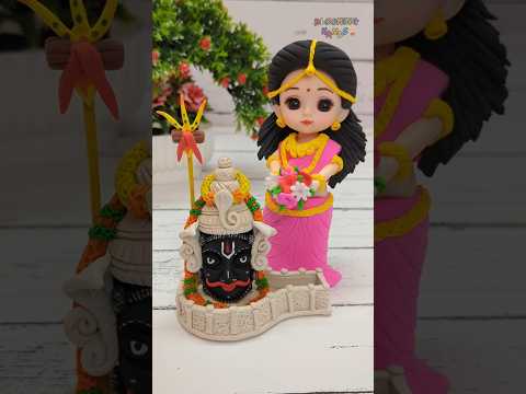 Reverse Play ⏮️ Cute Parvati Maa Worship Maha Shivling 🕉️🙏🌺 Maa Parvati Idol Making With Clay 💕🥰🙏🙏