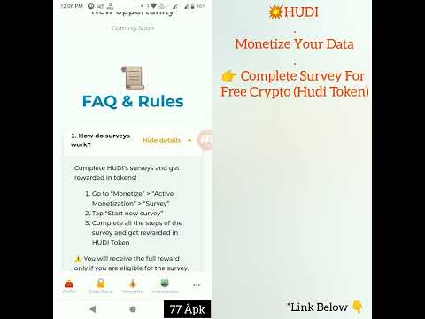 💥Earn Free Hudi Token 👉 Monetize Your Data 💢77 Âpk