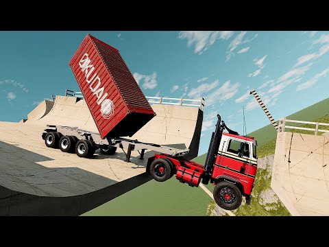 Truck VS High Mega Ramp Jump Test Challenge - BeamNG Drive