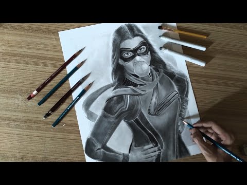 Drawing Miss Marvel - Iman Vellani | Kamala Khan | Miss marvel | Drawing |