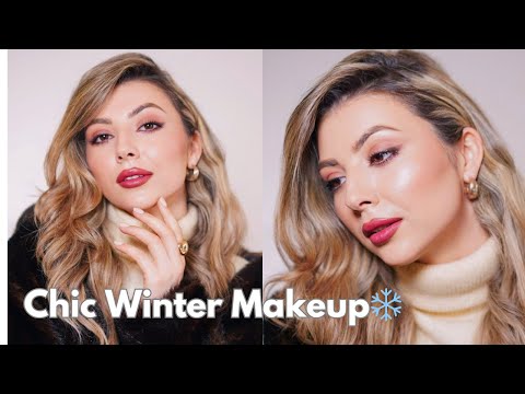 Elegant Winter Glam ❄️ Soft Glow & Bold Lips Makeup Tutorial 2024