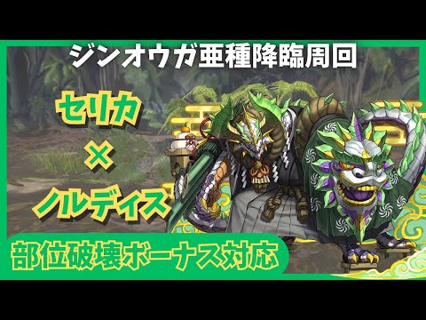 【パズドラ】ジンオウガ亜種降臨周回　部位破壊対応　セリカ×ノルディス