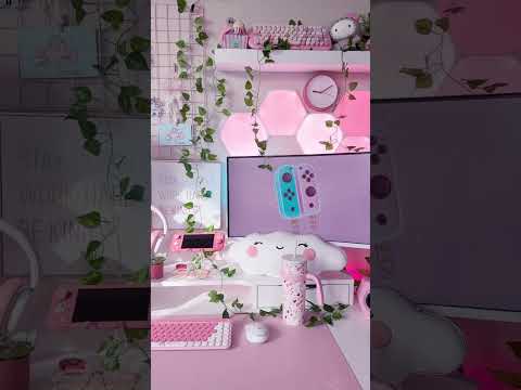 Pink Kawaii Gaming Desk Tour #gaming #gamingsetup