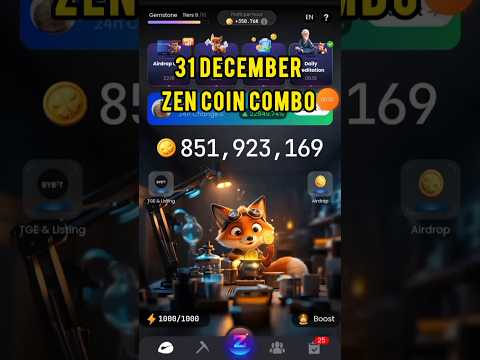 Zen coin daily combo cards 31 December | 31 December Zen coin Combo cards | Zen coin today's combo