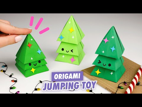 Origami Paper Christmas tree | Paper Jumping toy