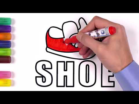 How to Draw Shoe and Learn Color, English, Painting, Drawing and Glittering | Akn Kids House