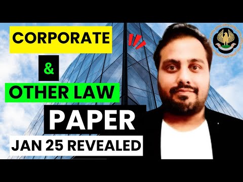 |CA Inter Corporate & Other Law Paper Jan 25 Exam Revealed| 100% Coming|