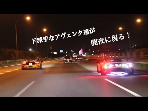 ド派手なアヴェンタ達が闇夜に現る !