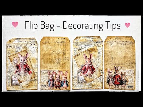 Junk Journal Ephemera - Gift Bag - Flip Bag with Pocket - Decorating Tips