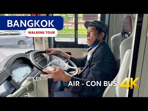 Regular Bangkok air con city bus 🇹🇭 Public transport in Bangkok 2023