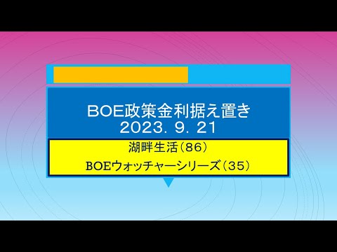 湖畔生活（8６） ＢＯＥ政策金利据え置き（2023.9.21)