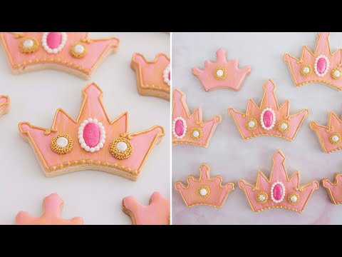 Princess Crown Cookies with Royal Icing Gems