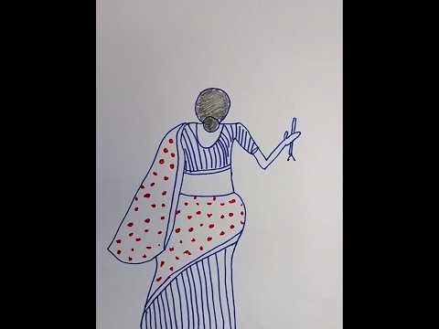 Easy drawing for beginners | easy girl drawing in sari