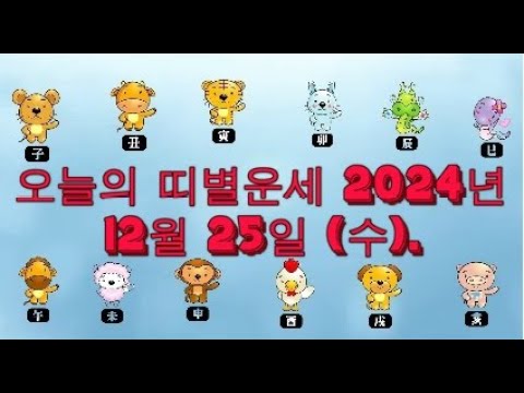 오늘의 띠별운세 2024년 12월 25일 (수).