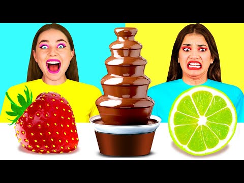 Chocolate Fountain Fondue Challenge | Funny Kitchen Hacks by BaRaDa Challenge